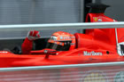 Michael Schumacher (Ferrari) / Sitting in car with first up after winning 6 in a row